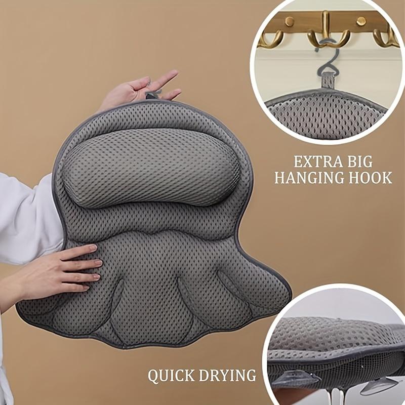 Spa Bath Pillow with 3D Air-Mesh Technology, Bathtub Cushion with 6 Strong Suction Cups for Head, Neck, and Back Support