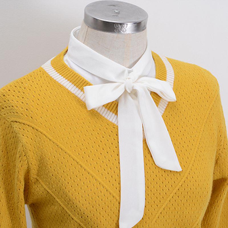 Buy Women Bow Collar Shirt Fake Collar Tie Vintage Detachable Collar