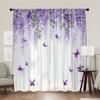 Digital Printed Curtains, Purple Mist Flower Language Pattern, Stylish Window Treatment for Living Room Bedroom Decor
