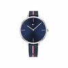 Women's Stainless Steel Quartz Watch with Silicone Strap, Blue, Size 13 (Model: 1782154)
