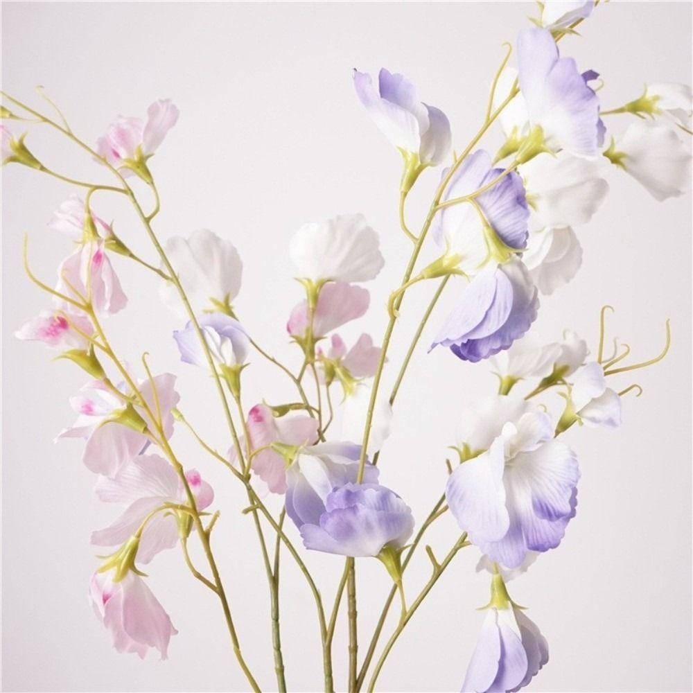 Lifelike Artificial Pea Flower Hydrating Fake Plants Elegant Silk Pea Branch  Living Room