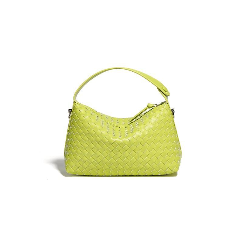 

Niche cowhide rhombus shoulder messenger bag women, high-end fashion leather woven hand bag