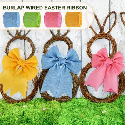 4 Rollen Farbband 5m Jute Drahtband Farbecht Bastelband Zubehör für Ostern
