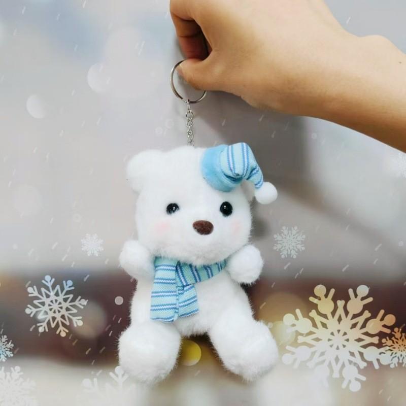 Hat Adorable Birthday Bear Pendant Cute Cartoon Girl Plush Keychain Kid Backpack