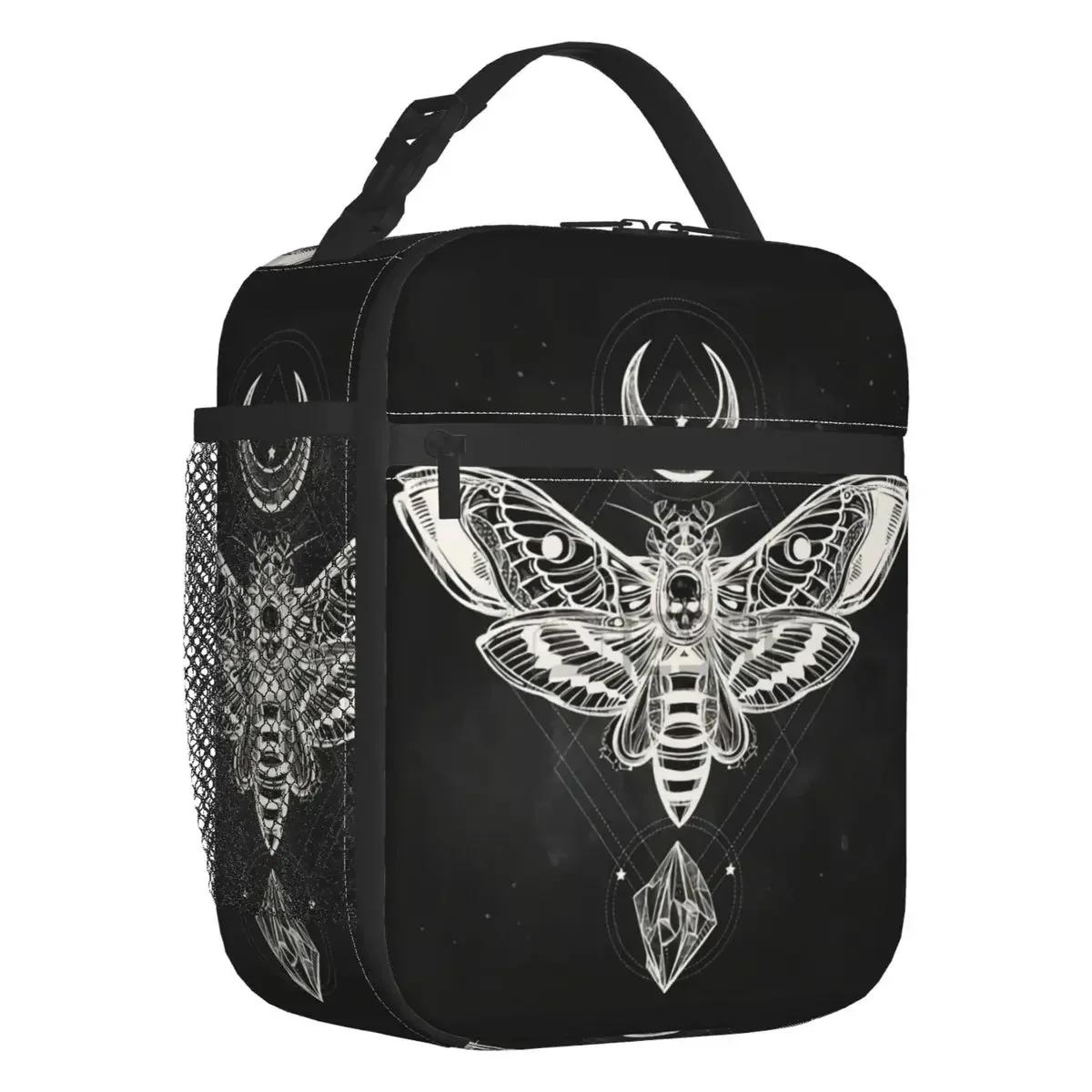 Gothic Surreal Death Moth Thermal Insulated Lunch Bags Women Sacred Resuable Lunch Tote for Outdoor Picnic Storage Food Box One Size