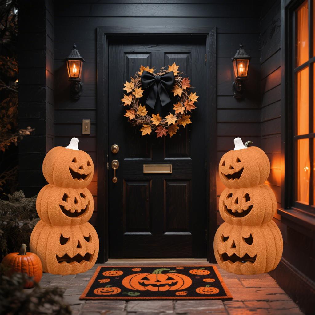 Halloween Pumpkin  Illuminate Pumpkin Decorations, Stacked Pumpkin  With LED Bulbs, Suitable For Indoor/outdoor Use, With A Size Of 9.2 Inches.
