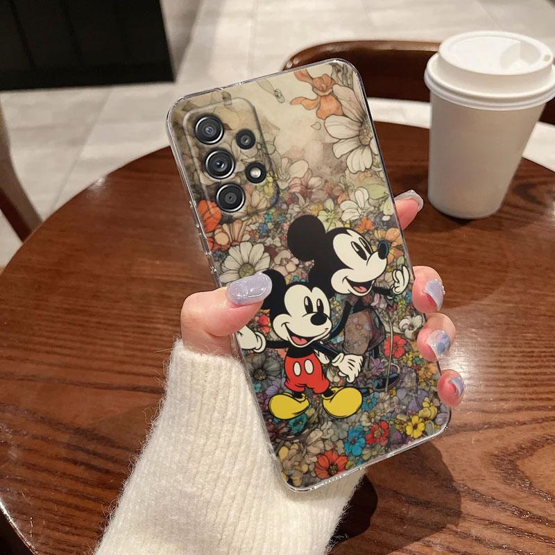 Coque Transparente Disney Pour Samsung Galaxy A57 A37 A56 A36 Coques A55 A54 A35 A26 A07 A17 A16 A06 A34 A15 Housse antichoc Mickey Mouse