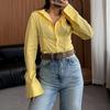 Elegant Solid Color Button Long Sleeve Shirt Tops Women 2025 Autumn Winter
