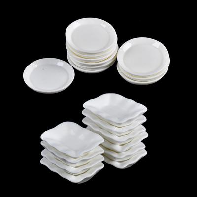 10/33PCS Dollhouse Miniature Trays Plates Cups Dollhouse Tray Doll Mini Food White Dishes Tableware Kitchen Toys Dollhouse Decor