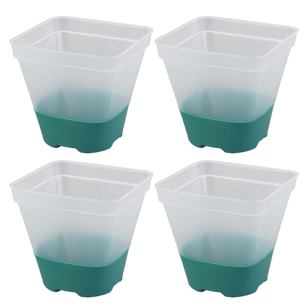 12pcs Reusable Plastic Nursery Pot with 12 Labels Drainage Holes Soft Silicone Base Flower Nursery Pot for Garden Green
