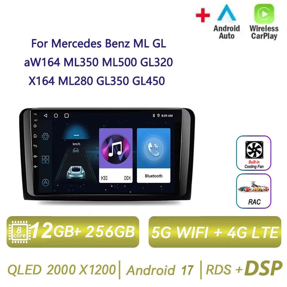Autoradio Android 17 pour Mercedes Benz ML GL aW164 ML350 ML500 GL320 X164 ML280 GL350 GL450 4G BT CarPlay sans fil