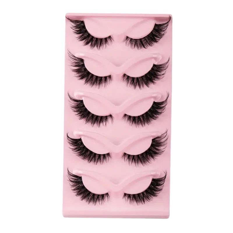 1Pc European and American style 5-pair fox-style Slanted Natural One-piece Black Cat-eye False Eyelashes