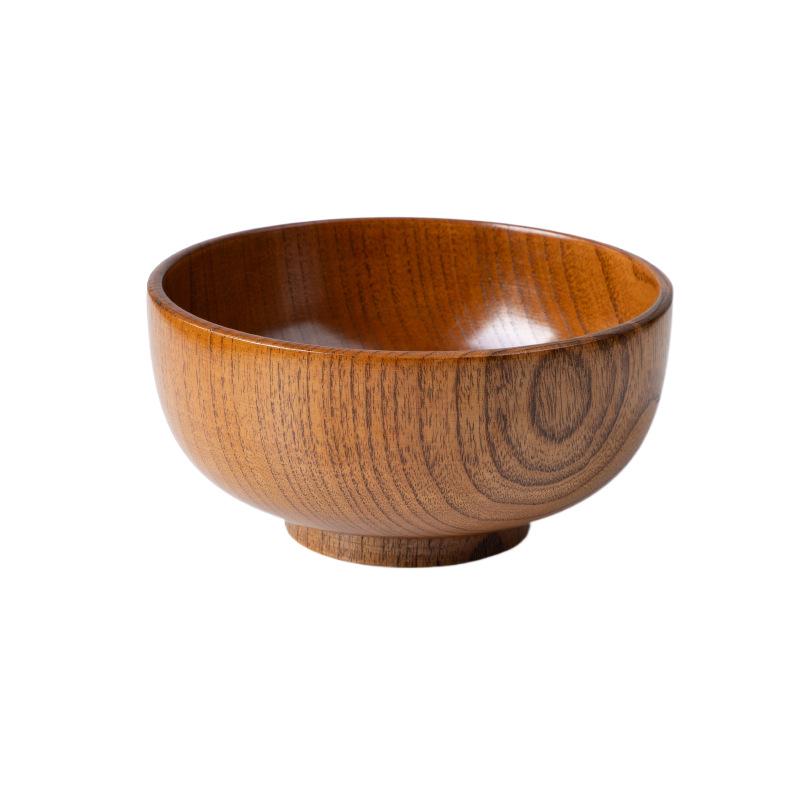 Natural Solid Wood Anti-Scald Jujube Bowl - Chinese Style Children's Rice & Noodle Bowl