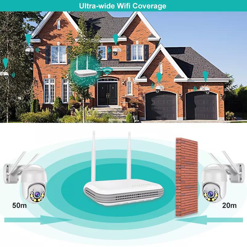 iCSee 4-Way WiFi NVR Surveillance Kit: Outdoor HD Bullet & Dome Cameras, Night Vision, Full-Color Monitoring