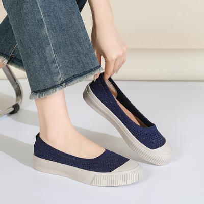 One-pedal Fisherman Shoes Women's Shoes Shallow Mouth Flat Bottom Summer New Single Shoes Lazy Mesh Canvas Casual Shoes