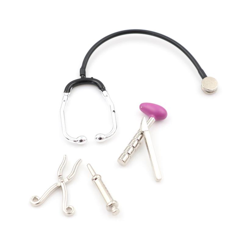 5pcs//set Mini Medical Device Tool Dollhouse Auscultation Stethoscope Hg