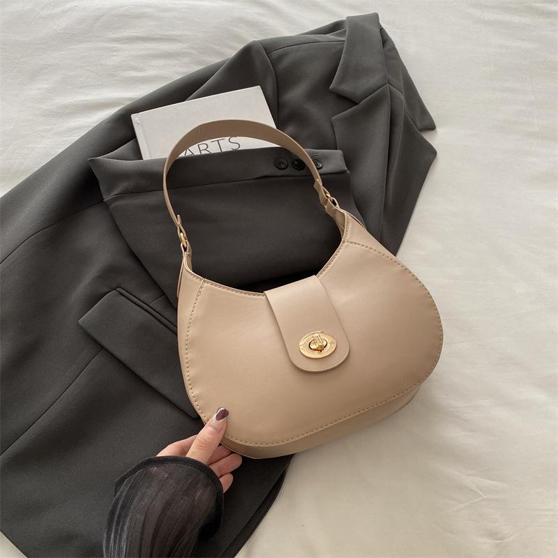 

2025 autumn new fashionable and beautiful personality foreign solid color large capacity retro shoulder crescent bag oblique span women s bag хаки