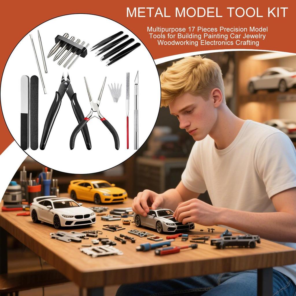 Hobby Tool Kit Modeler Deburring Kit 17 Pieces Model Tools For Painting Electronics Jewelry Crafting Hobby Woodworking Building