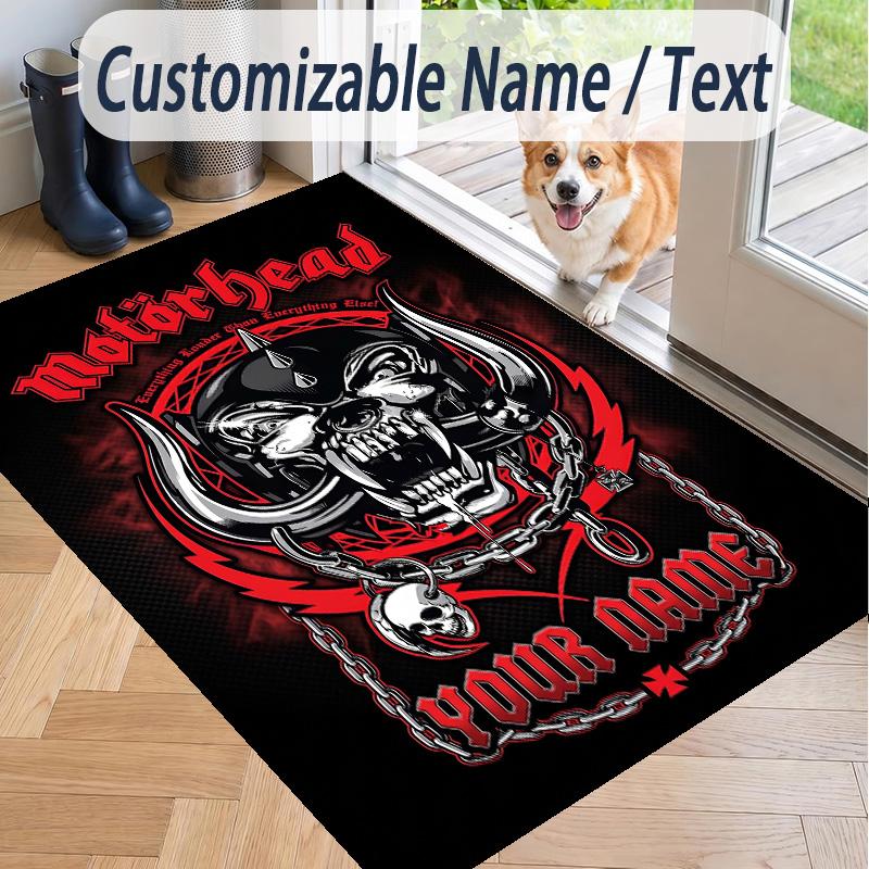 Custom Text Printed Rug Motorhead Non Slip Floor Carpet For Home Room Decor