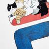FILA X Pepe Shimada Collaboration Logo Cat Illustration American Vintage Sports Crew Neck Short Sleeve T-Shirt Men Tops White F11M123192FWT