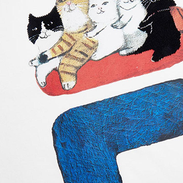 FILA X Pepe Shimada Collaboration Logo Cat Illustration American Vintage Sports Crew Neck Short Sleeve T-Shirt Men Tops White F11M123192FWT