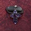Awesome Amethyst Cross Shape Gemstone Pendant: 925 Sterling Silver Handmade Pendant Necklace Jewelry