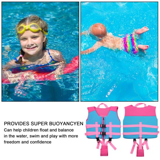 Kids Swim Vest Adjustable Crotch Woven Strap Boys Girls Life Jacket Snorkel Kayaking Boating Drifting Buoyancy Safety Vest Swimming Aid