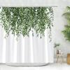 Beautiful Spring Greenery Floral Shower Curtain Eucalyptus Leaves Tropical Leaves Polyester Washable Buth Curtain Bathroom Decor