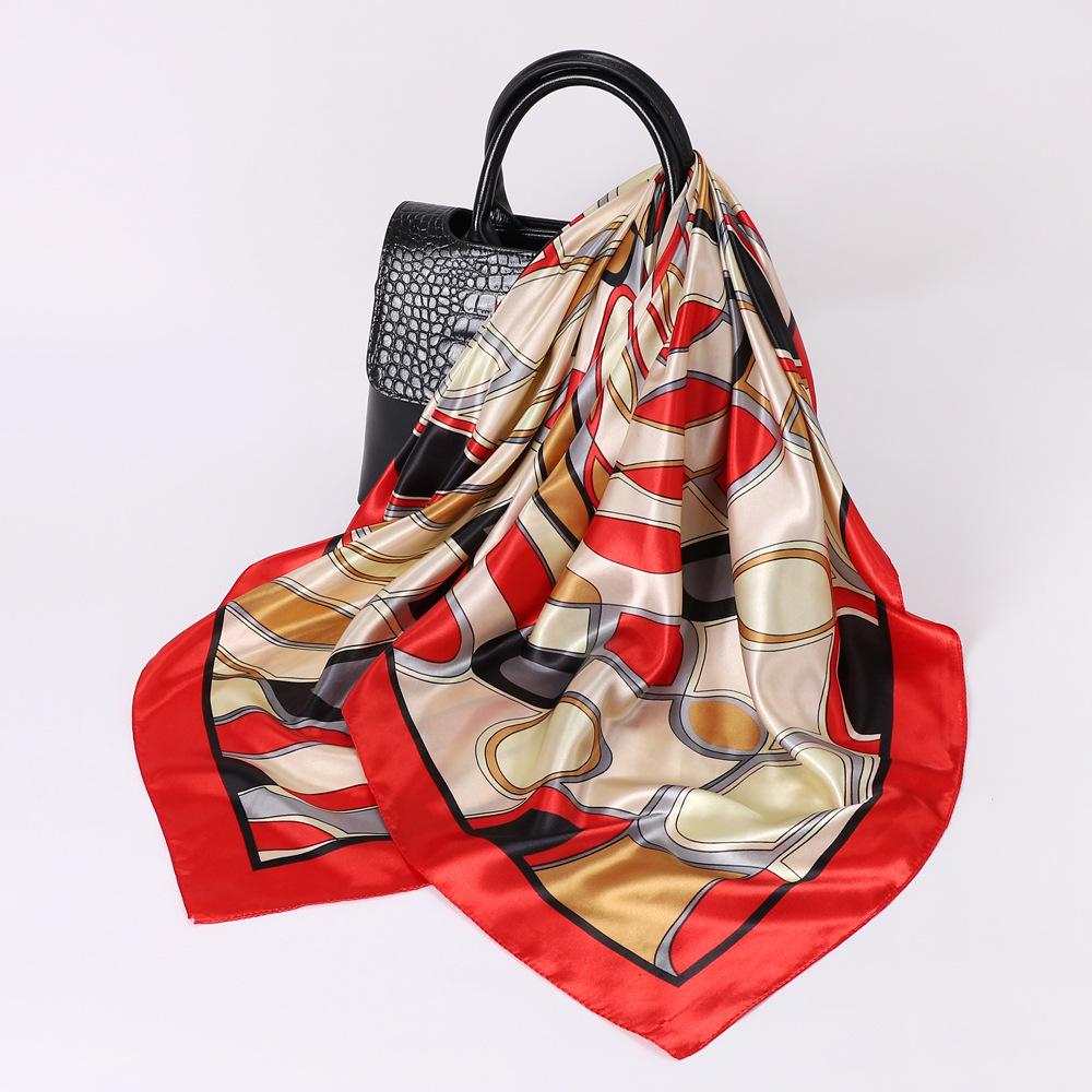 

Высококачественные роскошные шелковые шарфы, повязка на голову, шарфы, шейный шарф для женщин, шелковый шарф с цепочкой, женская декоративная шаль 90cm