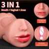 3 In 1 Realistic Male Masturbator with Vagina Anal Mouth Simulation Deep Throat Sex Toys for Men Women Vaginal Oral Masturbator