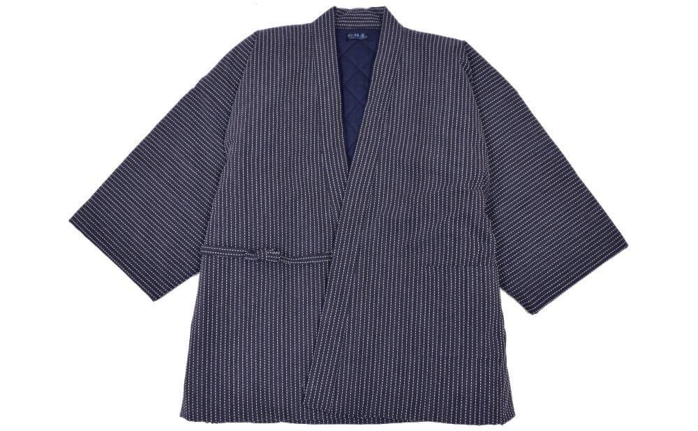 padded hanten short made in winter vintage one size fits all Sashiko-woven, front-opening, (Japanese coat), Japan. Men's jacket, spec-dyed, style,