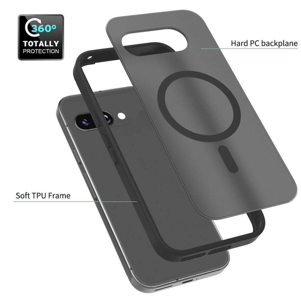 Ultra-Thin MagSafe Compatible Case for Google Pixel 9A Pixel9 Pro XL- TPU/PC Silky Smooth Touch Wireless Charging Shockproof Cover