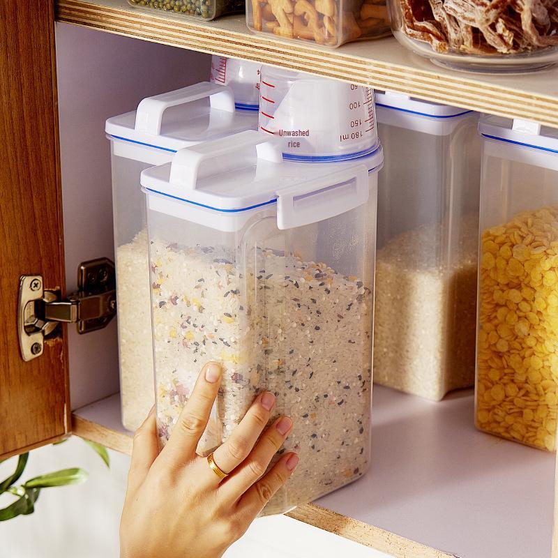 Japanese Rice Storage & Measuring Cup with Sealing Lid - Cereal & Grain Storage Container