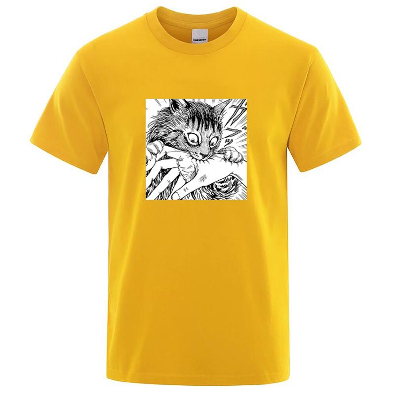 Unisexs Tshirt High Quality Cotton Blend Funny Crazy Cat Printed Casual Loose Summer Cool for Unisex TShirt Oneck Male Tops Tees