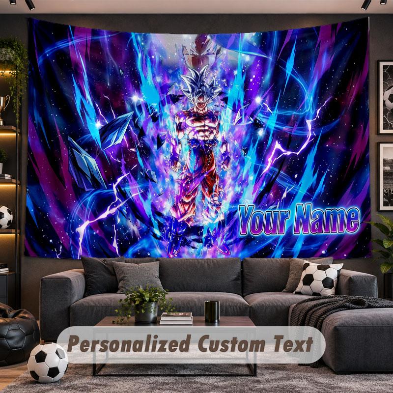 Wall Hanging Tapestry Custom NameDragon Ball Pattern Personalized Printed Fabric Wall Decor
