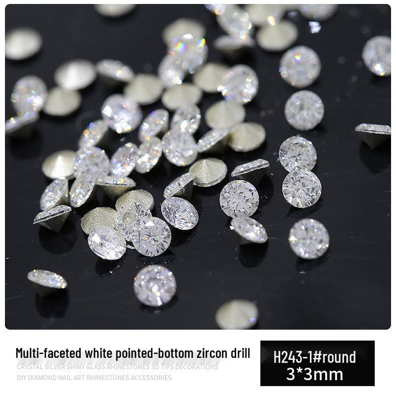 Multifaceted White Zircon Nail Ornaments - Super Shiny Marquise & Square Irregular Decorations
