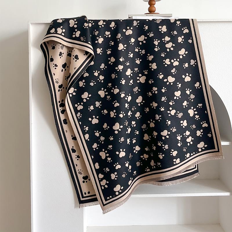 

Имитация кашемира Принт лап животных Милый Модный Женский Теплый Шарф Шаль для кондиционера 185*65cm