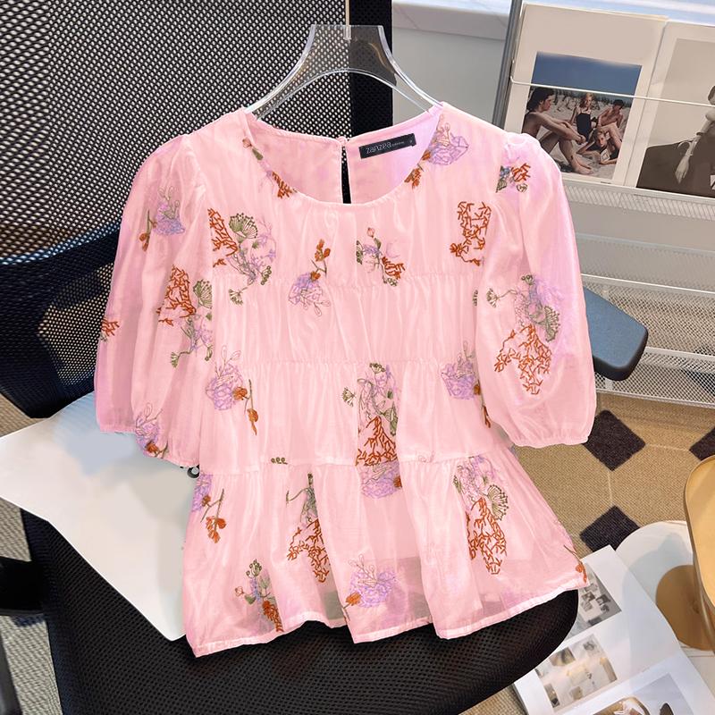 

ZANZEA Женская летняя повседневная блузка с цветочным принтом и короткими рукавами 3XL