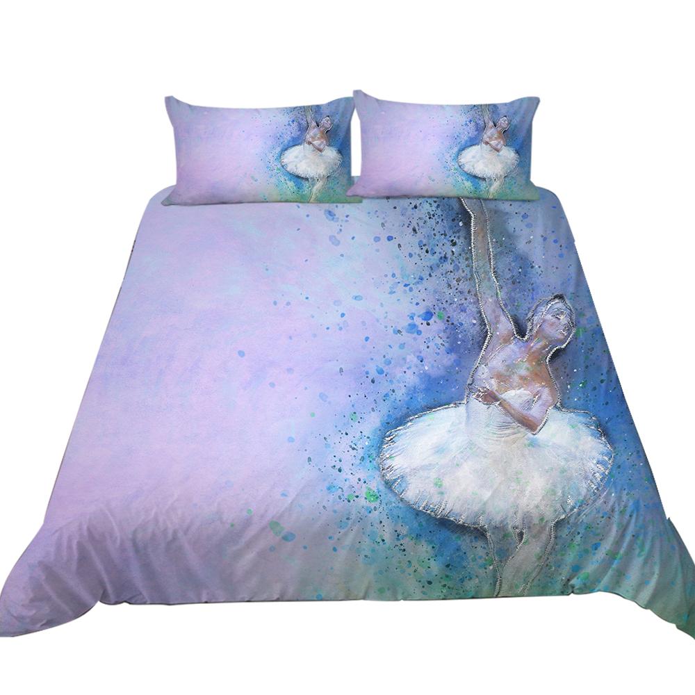 3D Dance Pattern Luxury Home Bedding Set Full Size Quilt Cover and Pillowcase Dance Shadow Print Washable Comfortable Bedroom Bedding