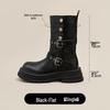 2025 New Women's British Style Martin Boots - Brown Retro Mid-Calf, Perfect for Early Autumn with Skirts