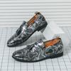Fashion BRAND LEATHER SHOES BROWN BLACK SLIP ON SNAKE PRINT MEN'S CASUAL SHOES WEDDING OFFICE BANQUET CASUAL LOAFERS MEN