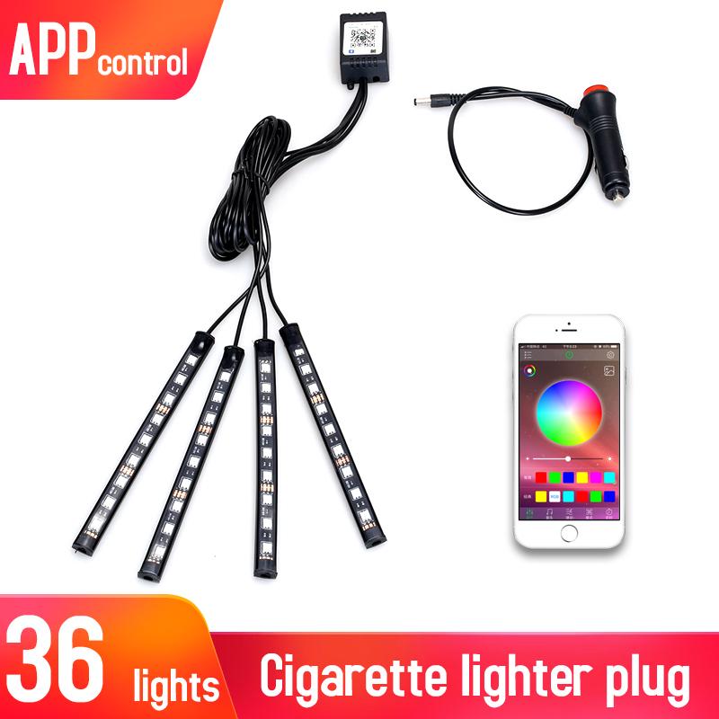 Led Car Interior Backlight With Usb Cigarette Lighter Ambient Atmosphere Mood Light Rgb Remote App Auto Foot Decorative
