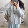 New simple casual loose long-sleeved knitted cardigan women's autumn senior sense age-reducing thin round neck breasted top