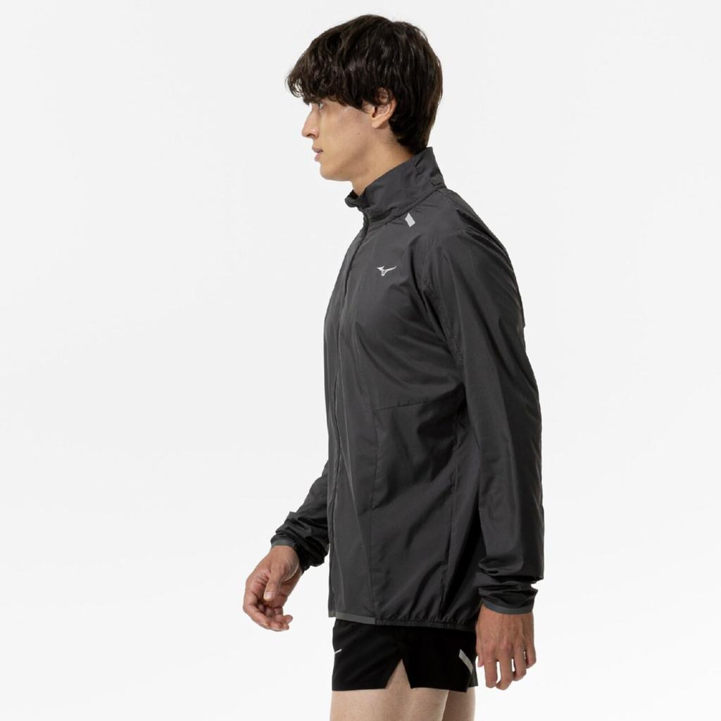 Mizuno Laufbekleidung Premium Packbare Wasserabweisende Schwarze Jacke, J2MEC000, Herren,