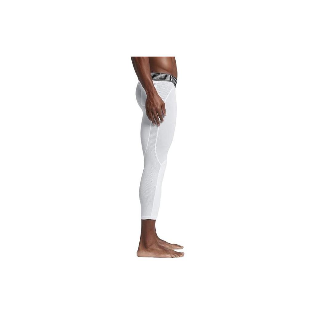 Nike Pro Hypercool Letter Waistband Basketball Training Three-Quarter Compression Pants Men bottoms White 891835-100
