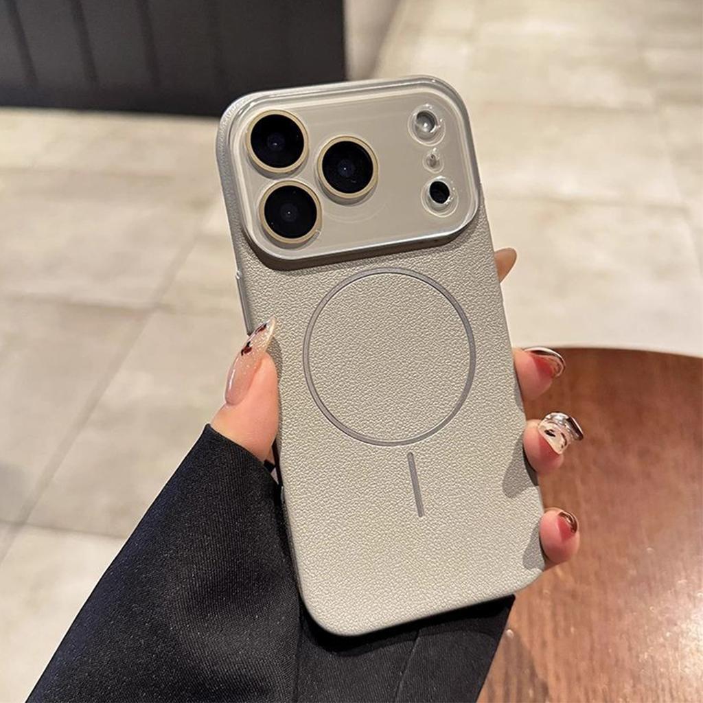 New Leather Textured Magnetic Phone Case for Apple 17PROMAX Anti-Fingerprint Case Full Coverage Ins Wind Magnetic Case