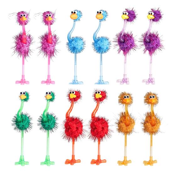 Penne Peluche Cartone Animato Struzzo Penne a Sfera in Plastica, Penna Divertente Autoportante, Punta 0,5 mm, Accessori Decorativi da Tavolo Scrittura Pelosa
