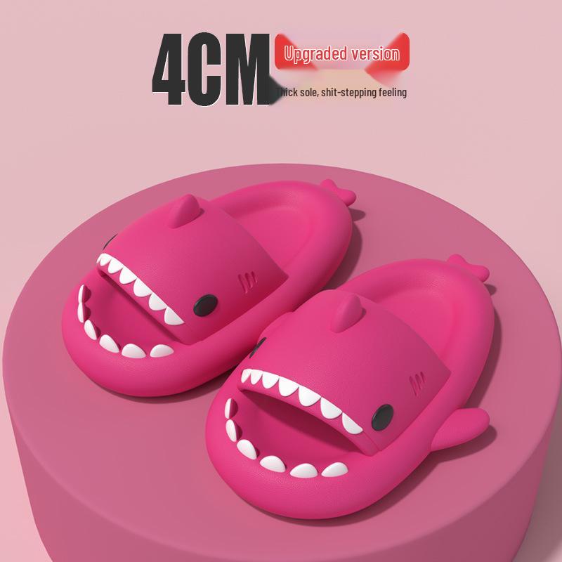 4cm Thick Sole Shark Slippers: Fun Cartoon EVA Slippers for Women, Men & Kids - Unique Stepping Sensation
