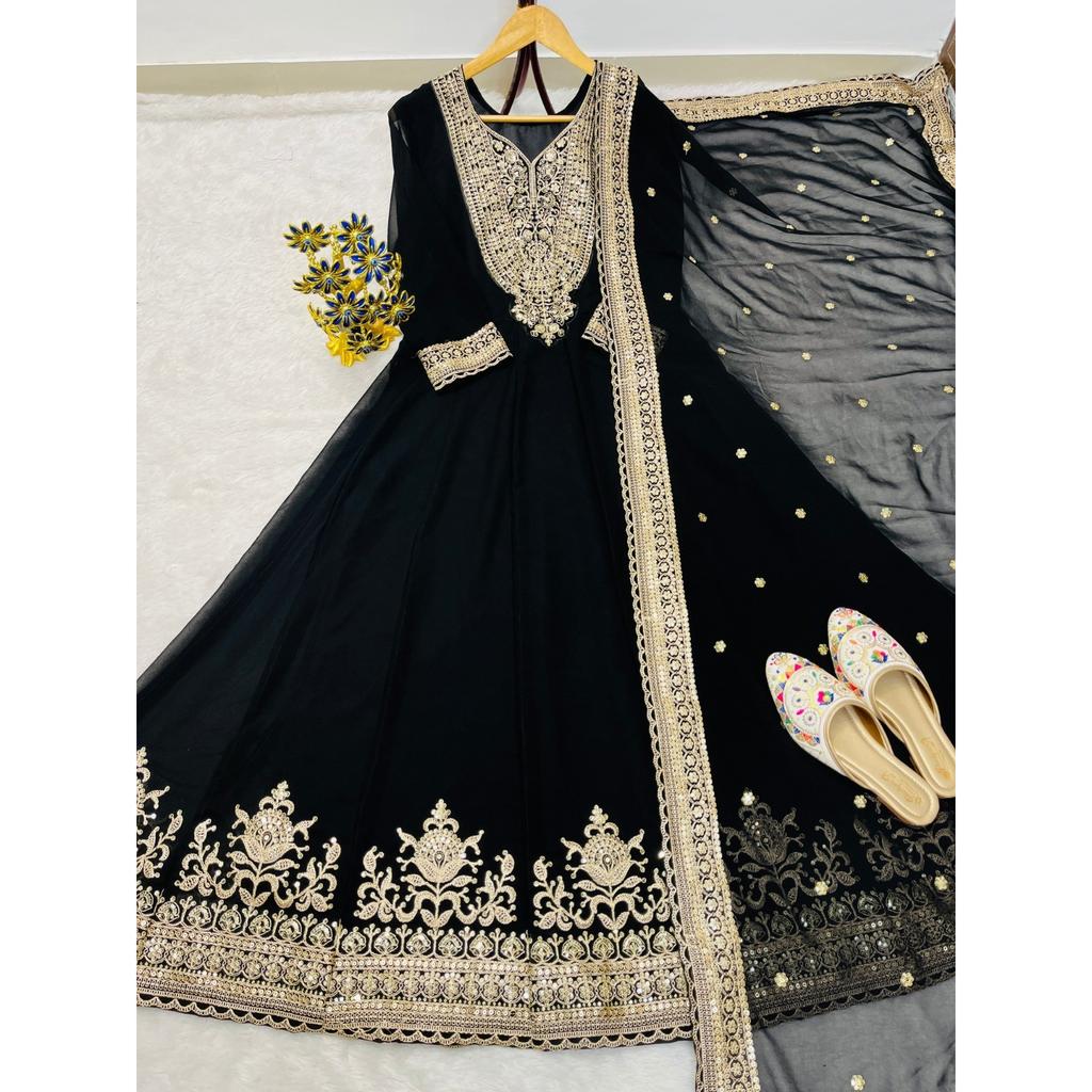 Indian Anarkali Gown with Dupatta Set Bollywood Party Wedding Wear Ethnic Suit