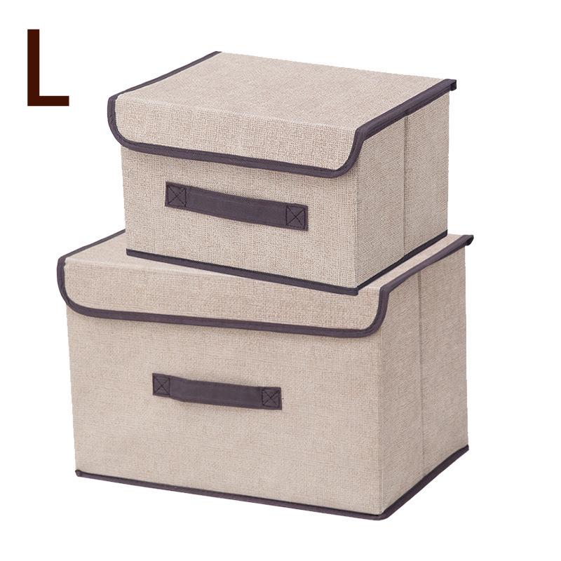 Linen-Like Fabric Storage Box Foldable Storage Box For Books And Toys Dustproof Storage Box With Lid